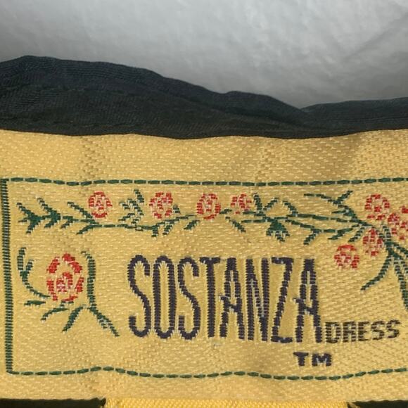 Vtg Sostanza Silk Midi Dress Womens Medium Black Lagenlook Modest Whimsigoth - Picture 6 of 8